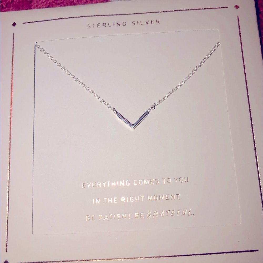 Sterling Silver V Bar Necklace 18”